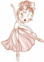 Ballet dancer pink sketch embroidery design