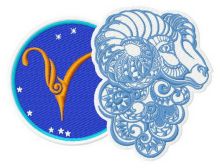 Zodiac sign Aries 3 embroidery design