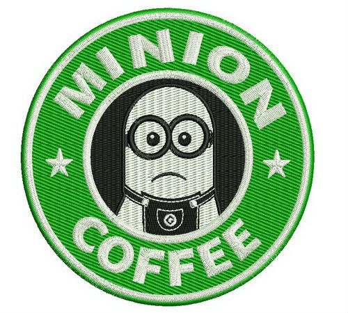 Minion coffee machine embroidery design