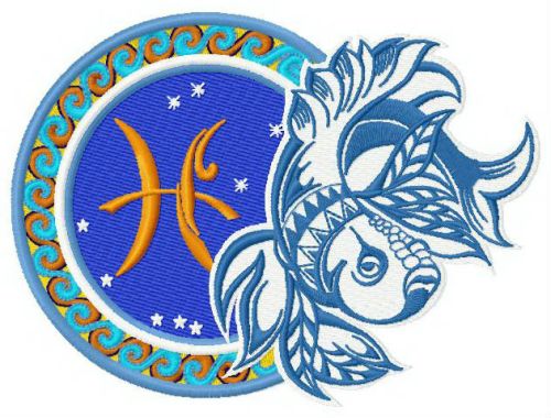 Zodiac sign Pisces 2 machine embroidery design