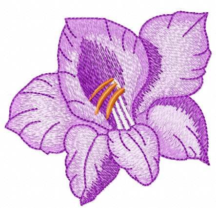 Violet flower free embroidery design 41