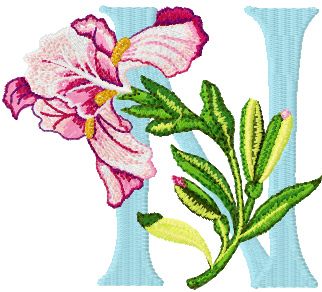 Iris Letter N machine embroidery design