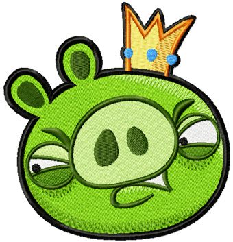 Pig King machine embroidery design