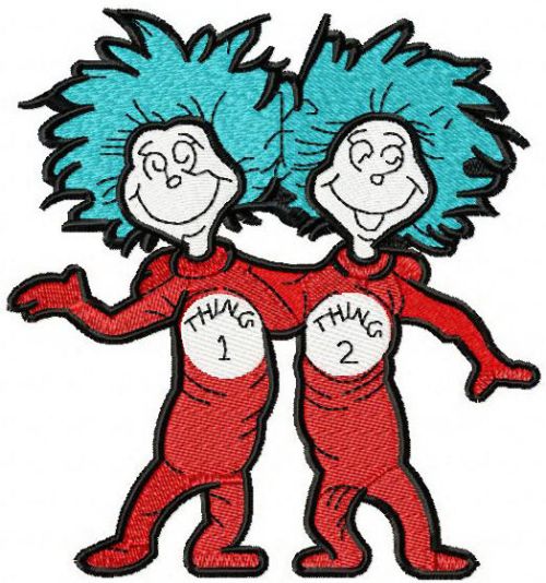 Thing 1 and Thing 2 machine embroidery design