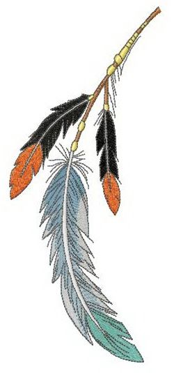 Three feather decoration machine embroidery design