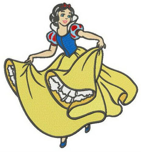 Snow White dancing machine embroidery design