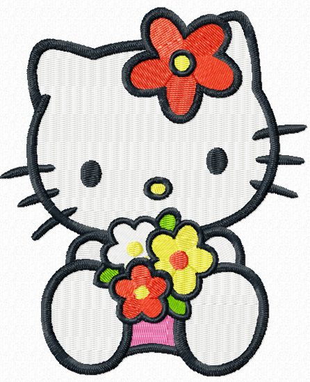 Hello Kitty sea of flowers machine embroidery design