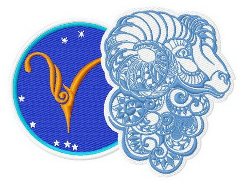 Zodiac sign Aries 3 machine embroidery design