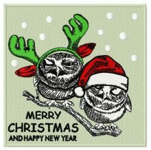 Merry and Bright Owls embroidery design