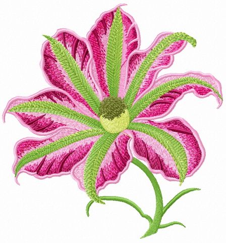Pink clematis machine embroidery design