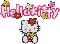 Hello kitty logo with kitty embroidery design