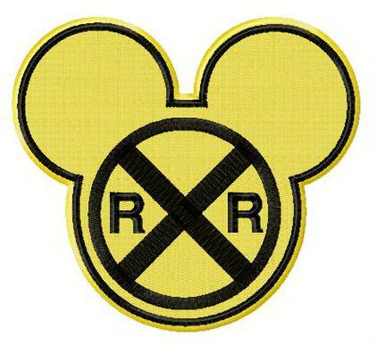 Mickey railroad crossing sign machine embroidery design