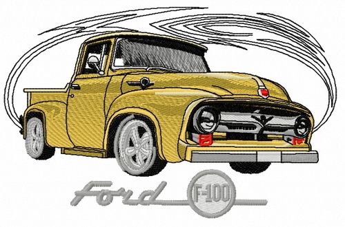 Ford F-100 car machine embroidery design