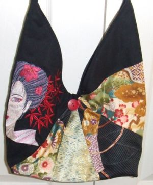 Bag with Modern geisha embroidery design