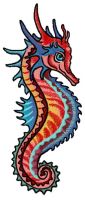 Combat sea horse embroidery design