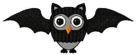 Owl in bat costume machine embroidery design