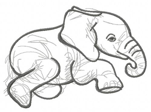 Elephant sketch machine embroidery design