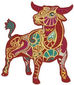 Zodiac sign Taurus embroidery design