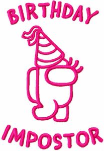 Birthday Impostor pink embroidery design