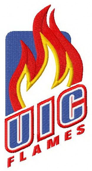 UIC Flames logo machine embroidery design