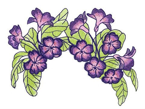 Violets wreath machine embroidery design