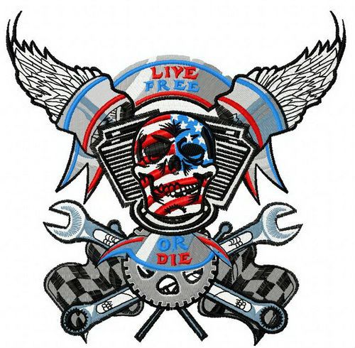 Live free or die machine embroidery design