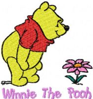 Winnie Pooh with flower 4 embroidery design