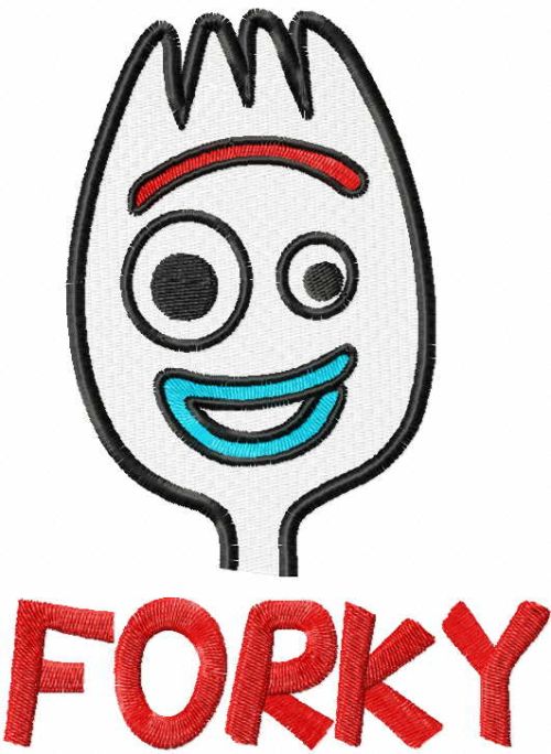 Forky play time embroidery design
