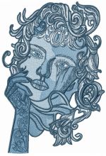 Pensive lady embroidery design