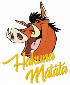 Smiling Pumba embroidery design