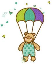 Bear skydiver embroidery design