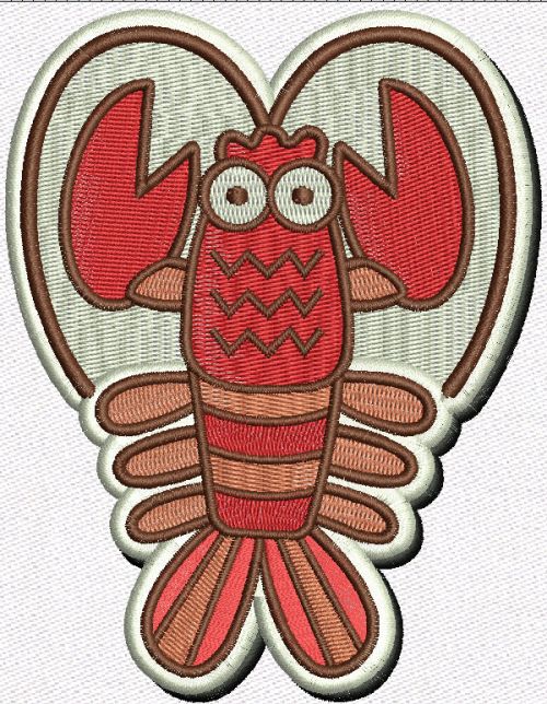 Lobster machine embroidery design
