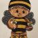 Embroidered gingerbread boy in bee costume design