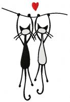Hanging cats embroidery design