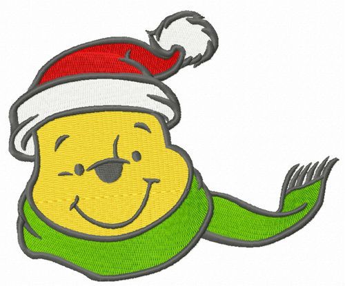 Pooh's knitted green scarf machine embroidery design