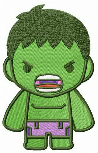 Chibi Hulk machine embroidery design