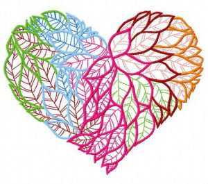 Heart from leaves embroidery design