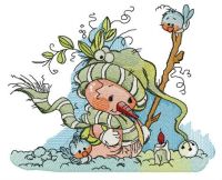 Snowman sunbathing embroidery design