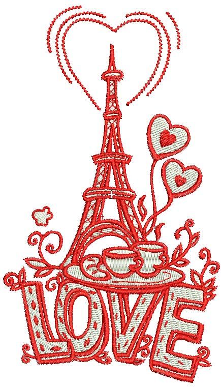 I love you Paris machine embroidery design