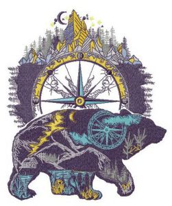 Wild bear embroidery design