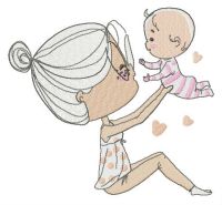 Playing with baby embroidery design