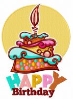 Happy birthday cake embroidery design