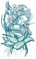 Sunset geisha 2 embroidery design