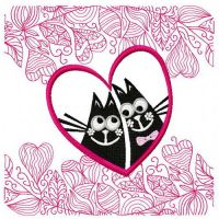 Cat's love embroidery design