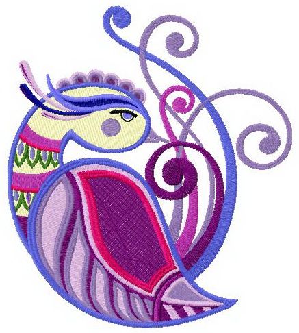 Shy firebird machine embroidery design