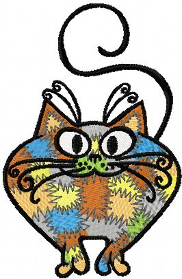 Patches cat machine embroidery design