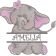 elephant monogram with name Amelia embroidery design