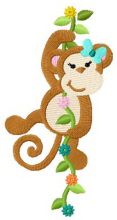 Monkey climbs the liana embroidery design
