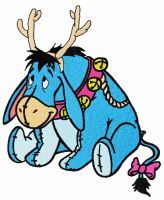 Eeyore with deer horns embroidery design