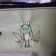 Leather small cosmetic bag with funny frog free embroidery design